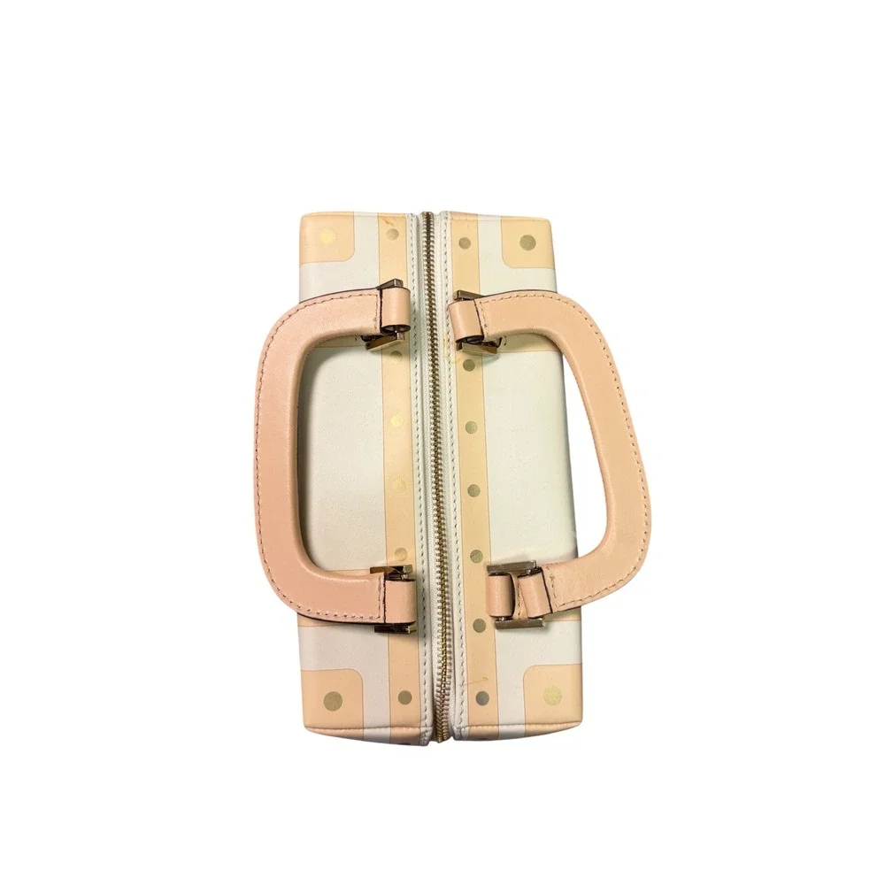 RARE Kate Spade Sand Hill Travel Trunk Satchel Cream Tan Bon Voyage